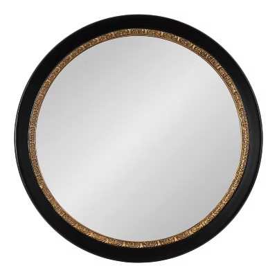 Kate & Laurel All Things Decor 26"x26" Wildomar Round Wall Mirror Black | Target