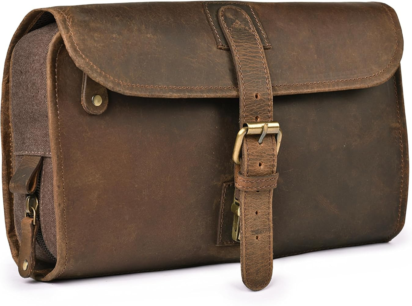 LEATHER VILLAGE Hanging Leather Toiletry Bag for Men – Handcrafted Vintage Premium Travel Dopp ... | Amazon (US)