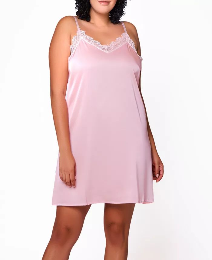Willow Plus Size Satin Floral Chemise with Lace | Macy's