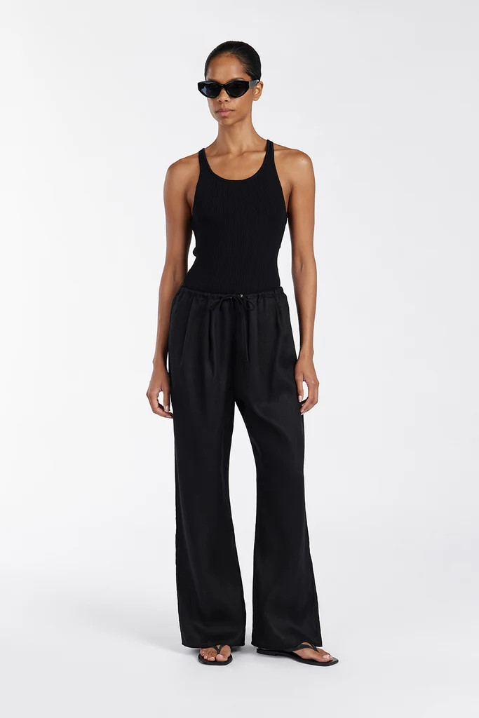 NALA BLACK ELASTIC WAIST PANT | DISSH