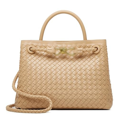 Woven Bag for Women Crossbody Handbag: Vegan Leather Small Tote Purse Trendy Shoulder Handbag Bow... | Amazon (US)