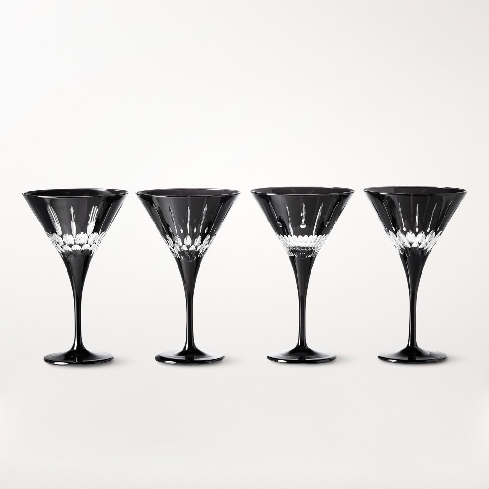 Wilshire Jewel Cut Black Mixed Martini Glasses, Set of 4 | Williams-Sonoma