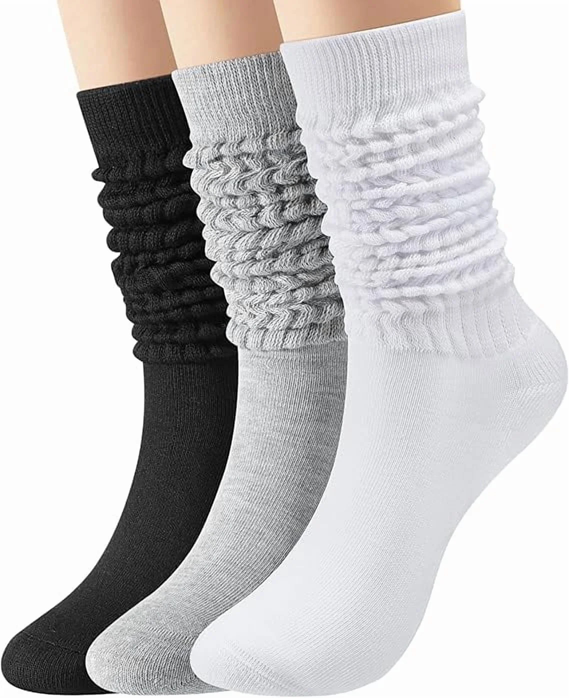 6 Pairs Slouch Socks Women, Cotton Cushion Boot Socks, Soft Scrunchy Thigh High Leg Warmers (Size... | Walmart (US)