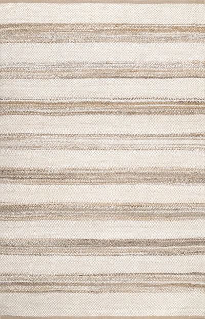 Natural Striped Jute Basketweave Area Rug | Rugs USA