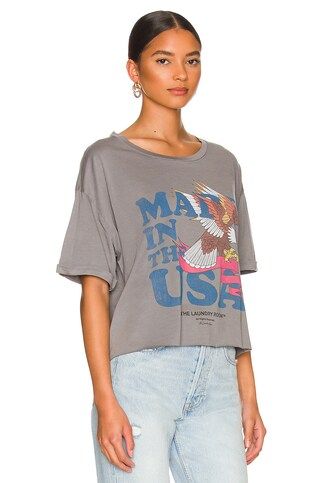 The Laundry Room USA Banner Cropped Tee in Gravity Grey from Revolve.com | Revolve Clothing (Global)