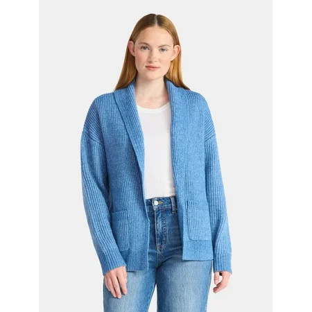 Time and Tru Women's Fuzzy Cardigan Sweater, Lightweight, Sizes XS-XXXL | Walmart (US)