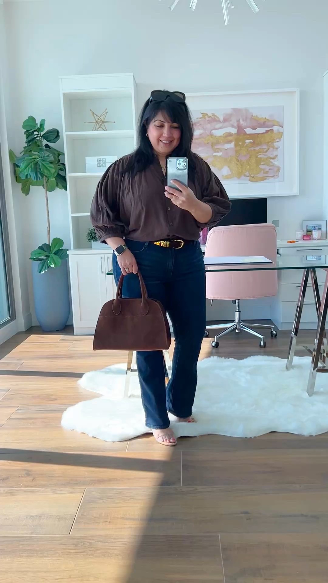 Fall outfit! I recently popped into Madewell and they have some really great pieces for fall. Love this balloon sleeve top! The chocolate brown color is so pretty, especially for fall! Great to wear with jeans or pants and perfect for workwear, everyday outfits and teacher outfits. The material is so light and airy which makes it perfect for fall outfits in warmer climates. Available in navy and red too. And Madewell belts are so good! Love this chocolate brown suede belt with beautiful gold buckle and details. Lots of beautiful bags and shoes for fall too. Linked some of my favorites below! 

Madewell blouse size medium. Madewell belt size large. Wit and wisdom bootcut jeans size 12 petite. Schutz sandals true to size. Amazon brown suede bag. Prada sunglasses. Kendra Scott necklace.

#LTKMidsize #LTKPetite #LTKxMadewell