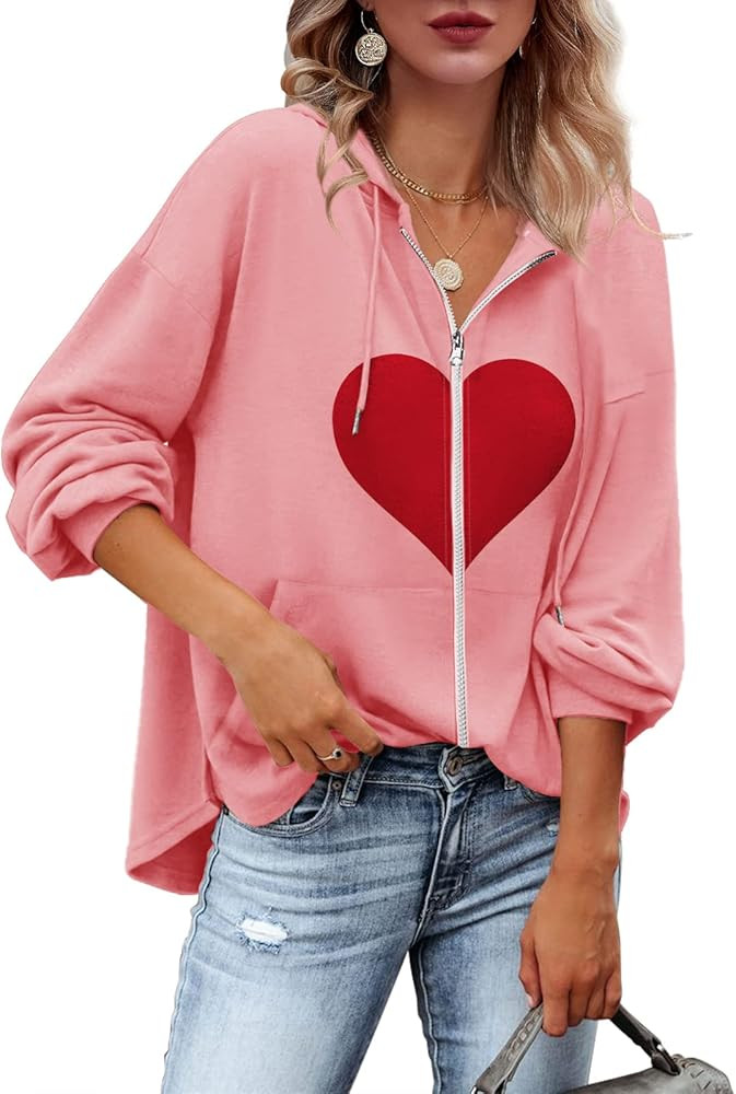 Zatanaroni Womens Zip Up Hoodies Loose fit Sweatshirt Casual Long Sleeve Shirts for Women Pullove... | Amazon (US)