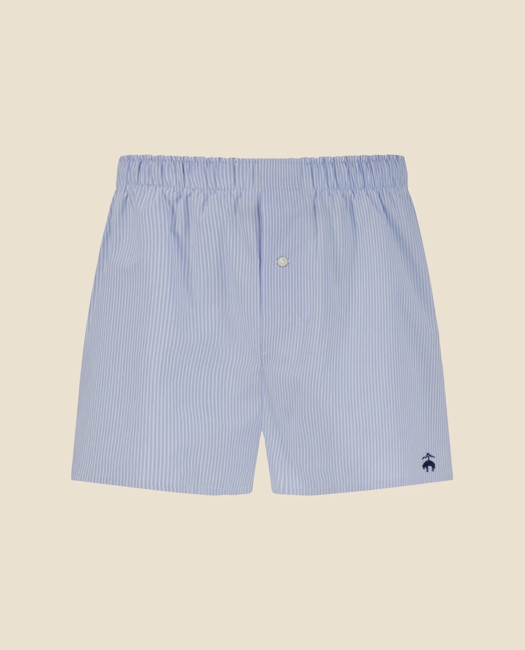 Brooks Brothers Men's Slim Fit Cotton Broadcloth Striped Boxers | Light Blue | Size 2XL | Brooks Brothers
