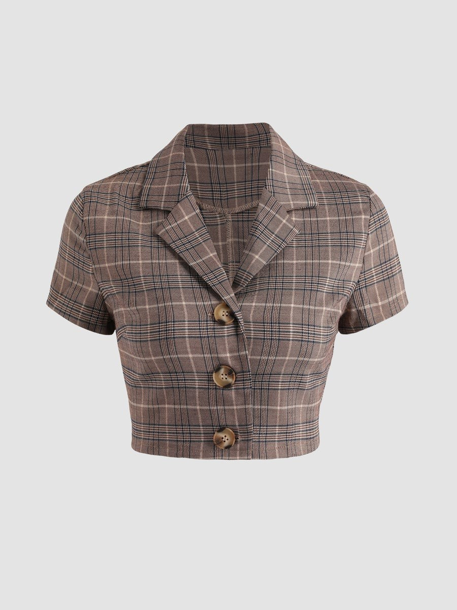 Plaid Notched Crop Top | Cider