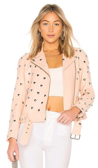 Lovers + Friends Studded Hearts Moto in Blush Pink | Revolve Clothing (Global)