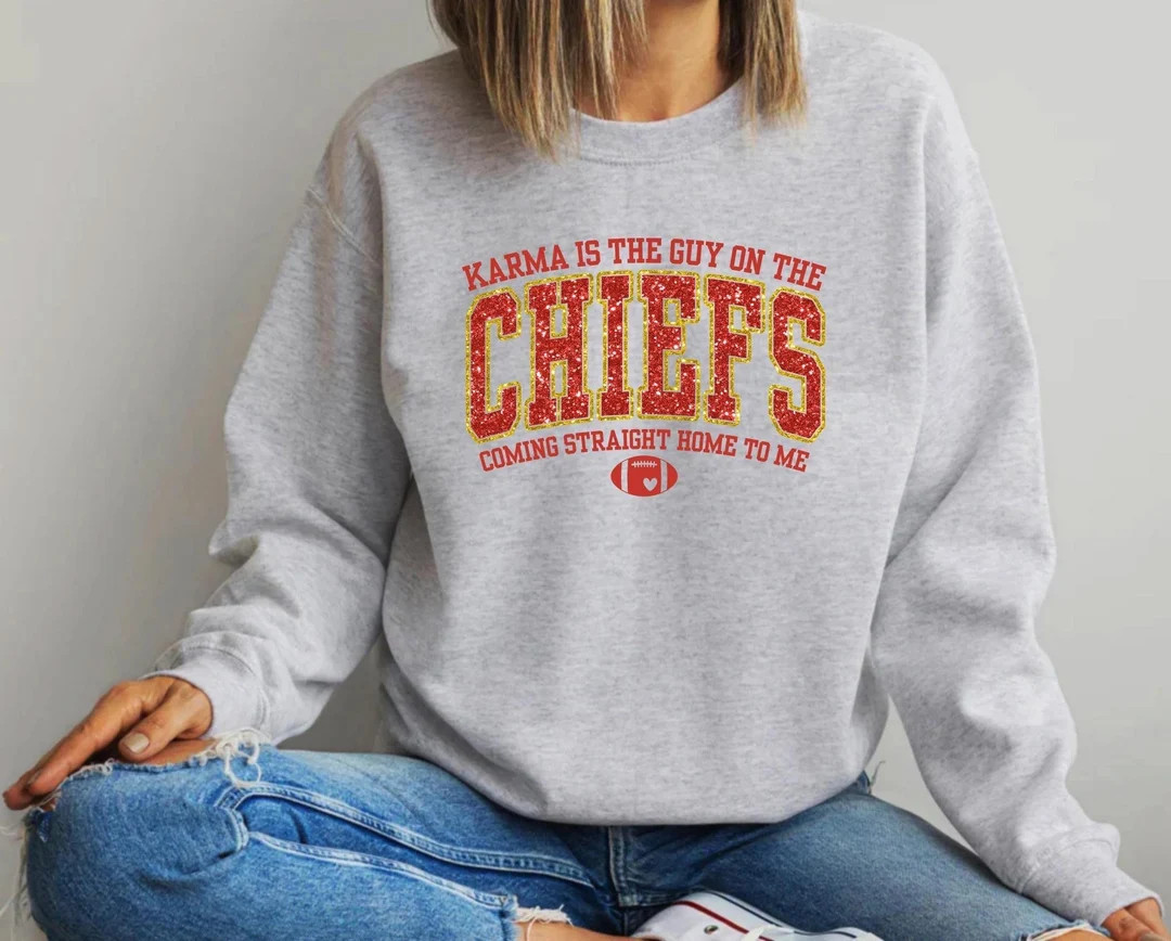 Kc Chiefs Shirt, Karma is the Guy on the Chiefs Coming Straight Home to Me Tee, Travis Kelce Swif... | Etsy (US)
