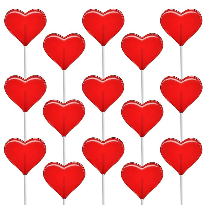 Fruidles Valentine's Heart Lollipops Candy, Red Heart Shaped Hard Candy Lollipop Suckers, Individ... | Amazon (US)