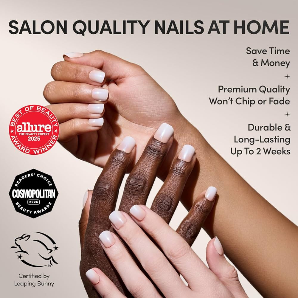 Glamnetic Press On Nails - Soft Whip | Glazed Super Short Nude Fake Nails with Ombr\u00e9, Extra ... | Amazon (US)