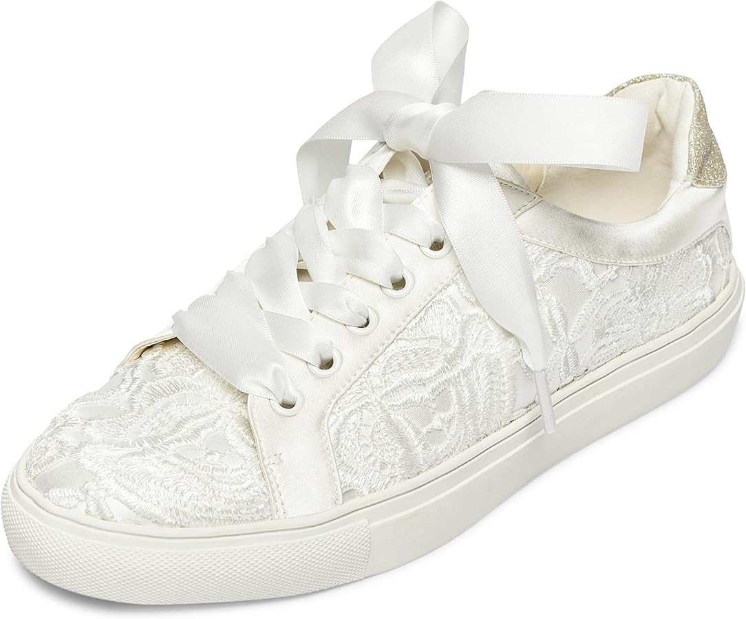 JIAJIA 8833 Wedding Shoes Bridal Sneakers Flats Bride Tennis Shoes Lace Sneakers - Personalized C... | Amazon (US)