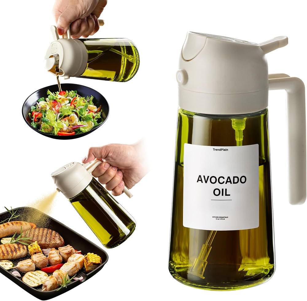 TrendPlain - 16oz Olive Oil Dispenser for Kitchen - 2 in 1 Olive Oil Dispenser and Oil Sprayer - ... | Amazon (US)