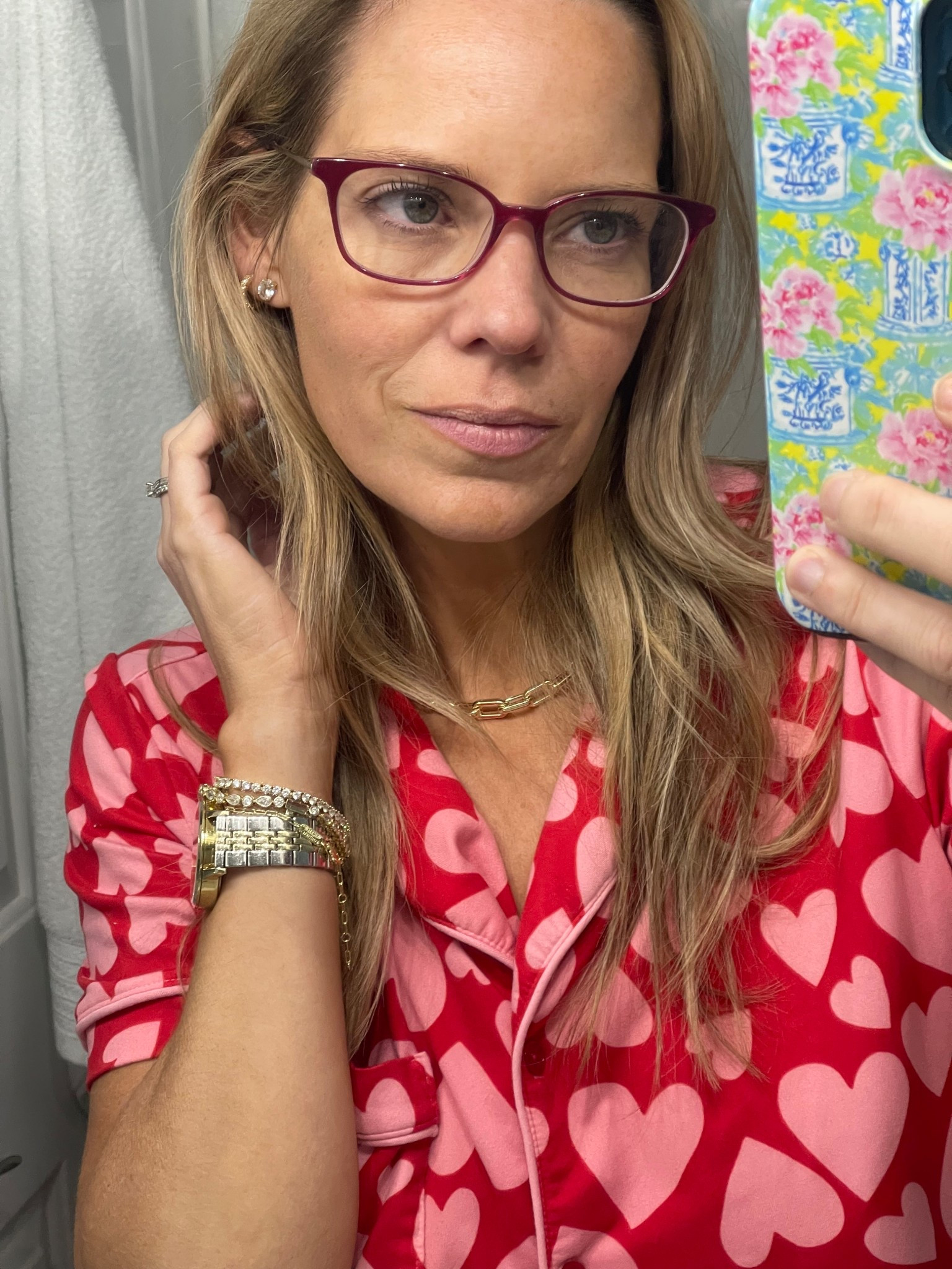 PREPPYREBEL gets you 10% off Melinda Maria!
Sparkle level: MAXED OUT! I’m layering my favorite Melinda Maria diamondette studs, tennis bracelets, and a sleek gold paperclip necklace—proof that jewelry can totally glam up even heart print PJs! The diamondette studs bring the perfect everyday shimmer, and the stacked tennis bracelets are a glittering dream. Finished it off with the paperclip chain necklace for a chic, modern touch.

Jewelry Details:
	•	Earrings: Diamondette studs
	•	Necklace: Gold paperclip chain
	•	Bracelets: Layered tennis bracelets + gold link bracelet

Use code PREPPYREBEL for 10% off your Melinda Maria order!

Shop this stacked sparkle look now
✨💖 #MelindaMaria #PREPPYREBEL #LTKjewelry #EverydayGlam #JewelryStackGoals #DiamondetteDreams #TennisBraceletStyle #PaperclipNecklace #MelindaMariaJewelry #LTKstyle

#LTKFindsUnder100 #LTKFindsUnder50 #LTKOver40