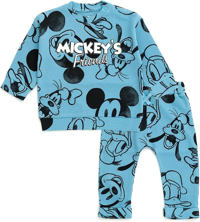 Disney Waffle Knit Pullover Sweatshirt and Jogger Pants Outfit Set Newborn to Little Kid Sizes (0... | Amazon (US)