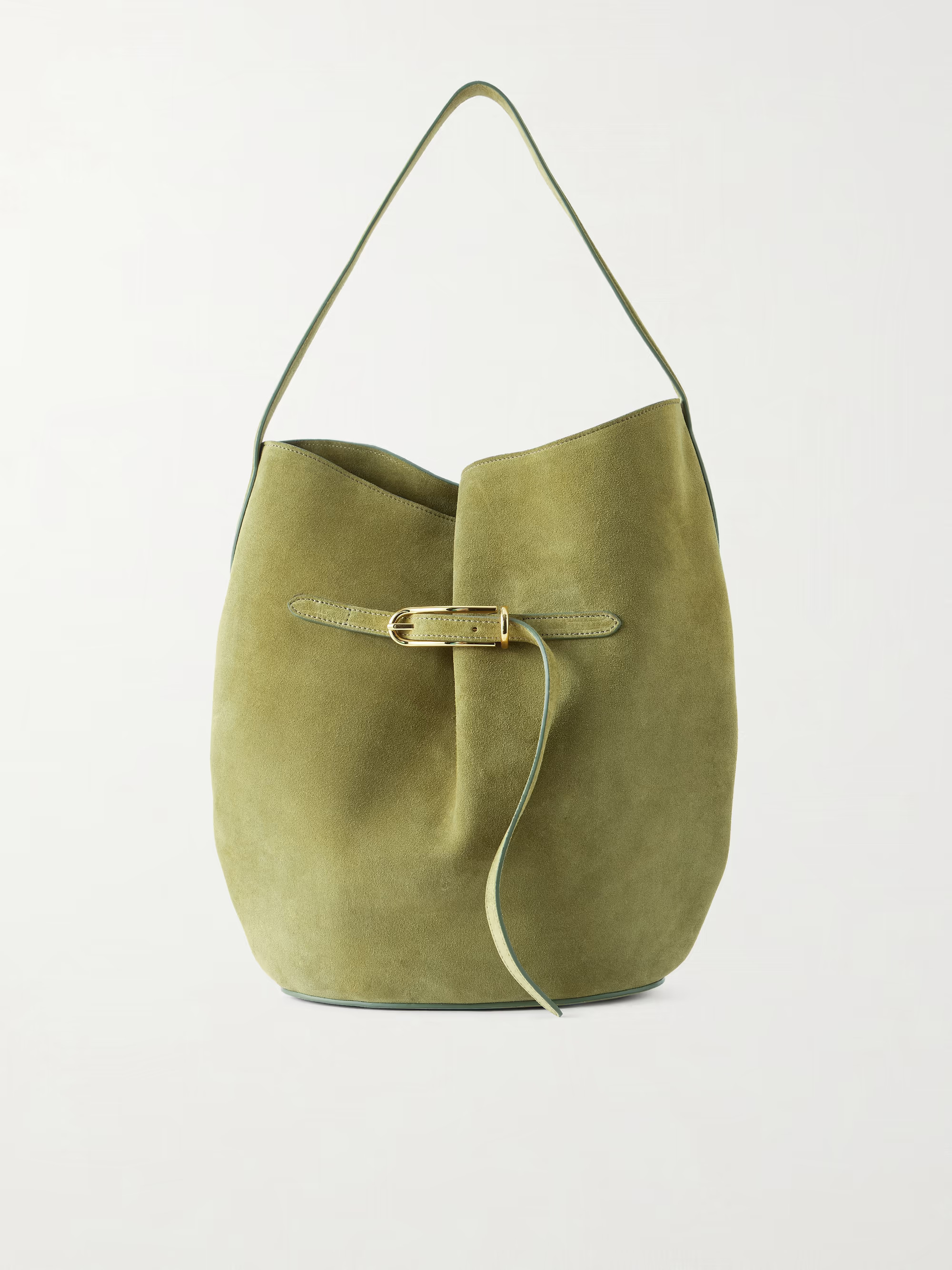 Belted Bucket suede shoulder bag - army green - One Size | NET-A-PORTER (US)