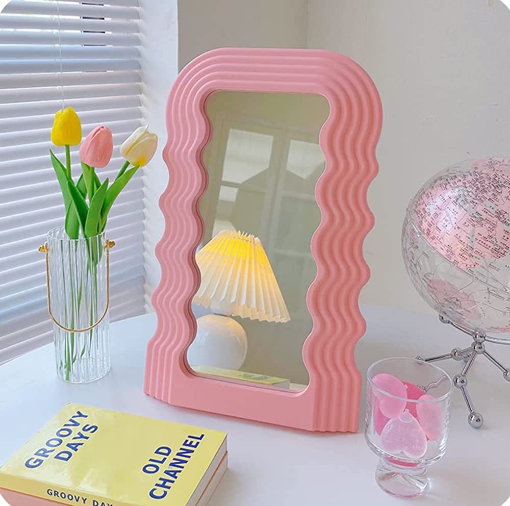 ZOROSY Wave Mirror Table Makeup Mirror - Irregular Cosmetic Mirrors Desktop for Wall Creative Bed... | Amazon (US)