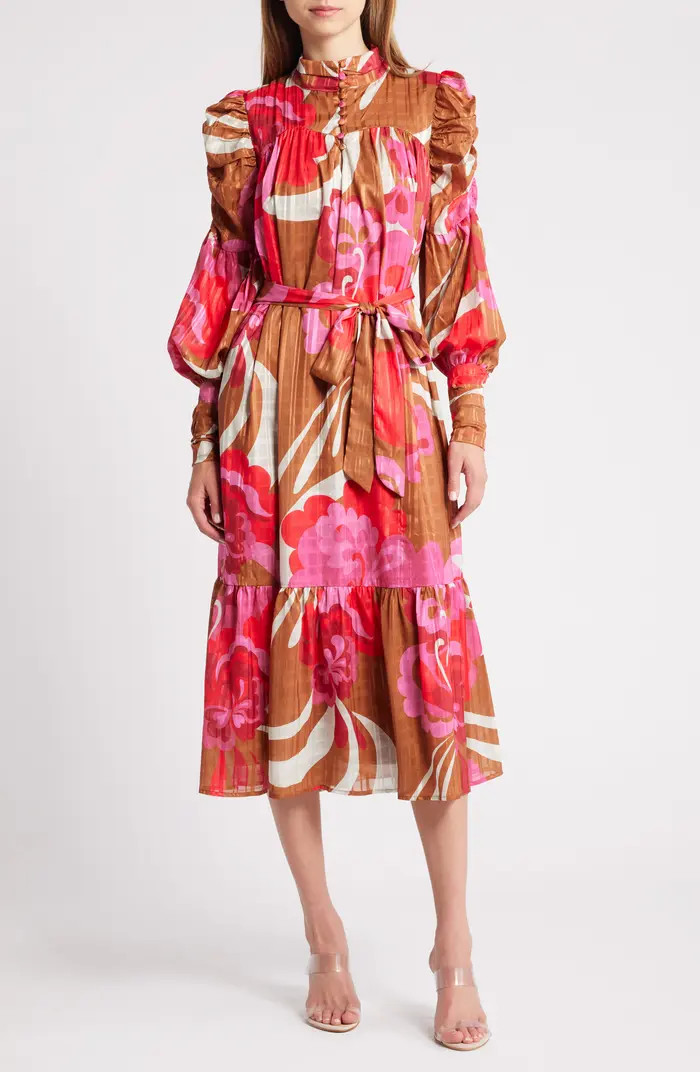 Adele Floral Print Long Sleeve Midi Dress | Nordstrom