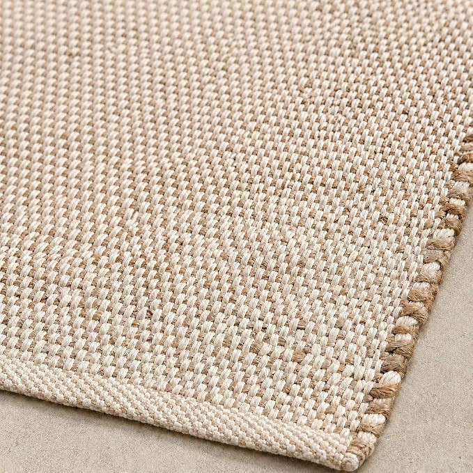 S & L Homes 4' x 6' Jute Cotton Hand Woven Natural Farmhouse Area Rug for Living Room - Rustic Vi... | Amazon (US)