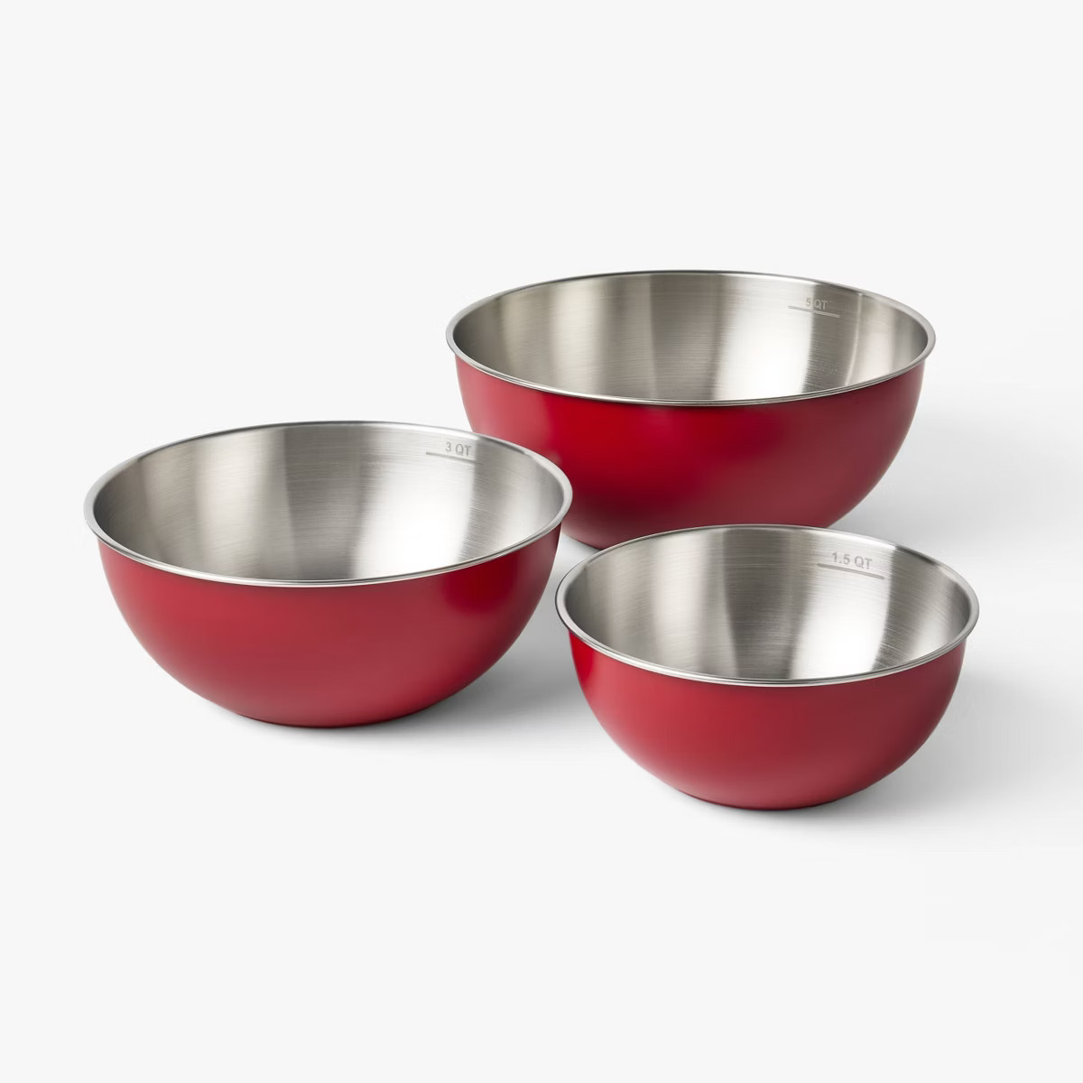 3pc (5qt, 3qt & 1.5qt) Stainless Steel Non-Slip Mixing Bowls (no lids) - Figmint™ | Target