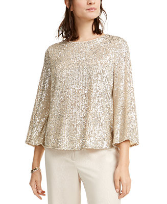 Sequined Bell-Sleeve Top, Created For Macy's | Macys (US)
