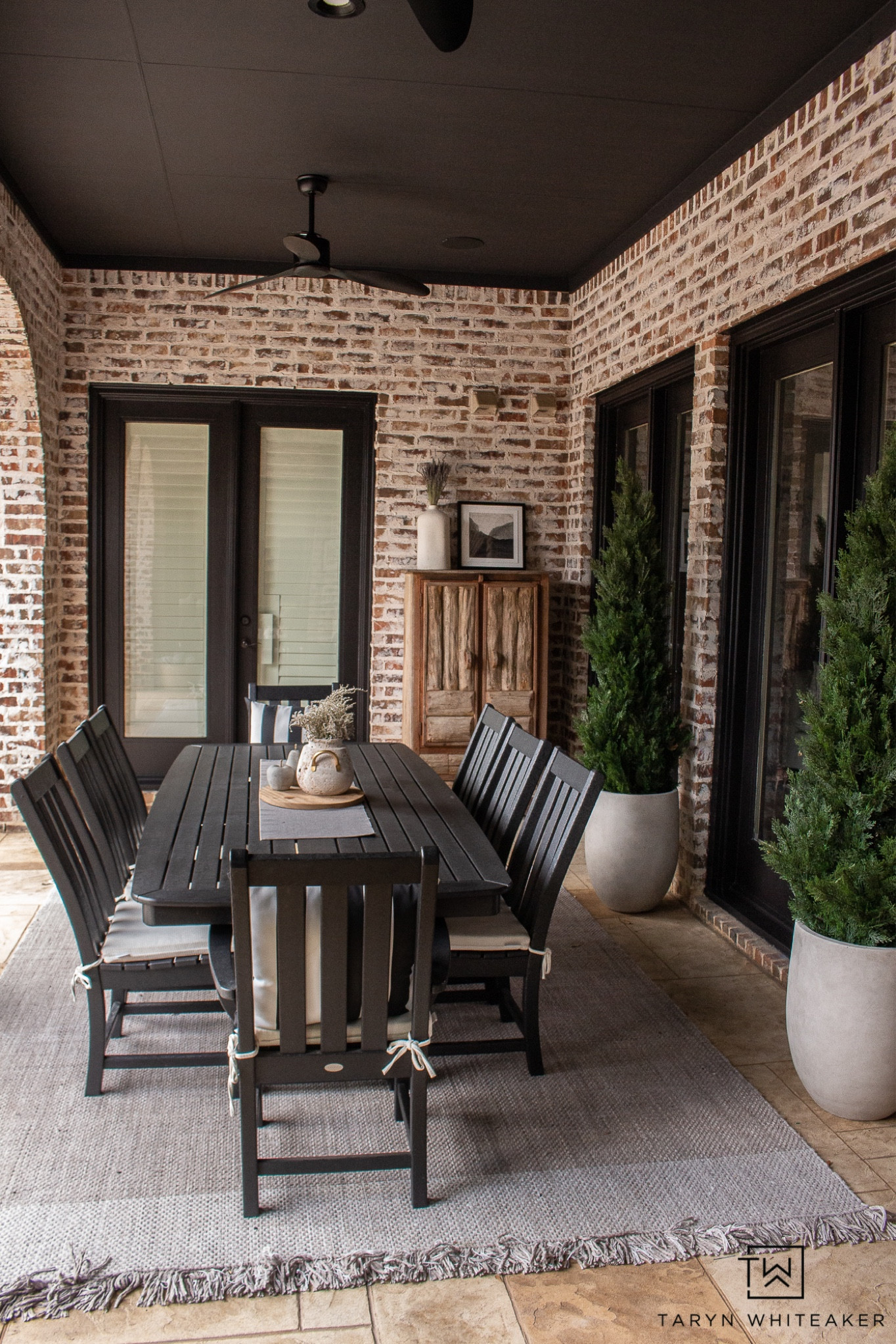 Outdoor dining space refresh, adding pops of black and mixture of vintage pieces! 

#LTKhome #LTKSeasonal