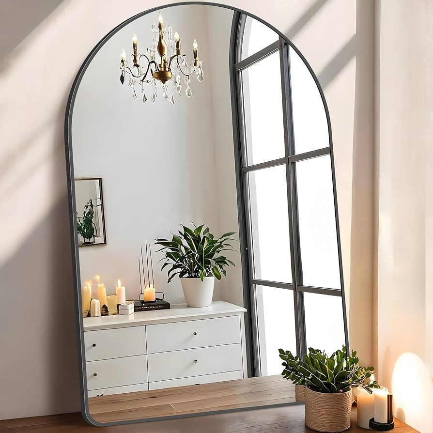 FORBATH Arched Mirror 30x48 Inch, Black Arched Bathroom Mirror Wall Mounted Modern Black Aluminum... | Amazon (US)