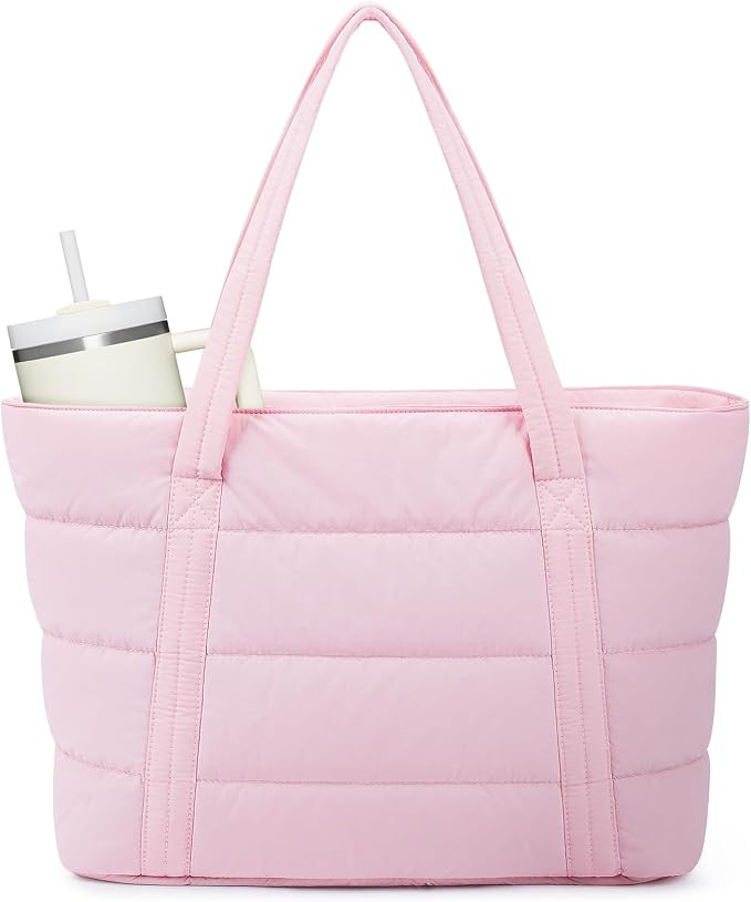 Narwey Puffer Tote Bag for Women Girl, Puffy Work Tote Bags for Nurse Teacher, Quilted Shoulder B... | Amazon (US)