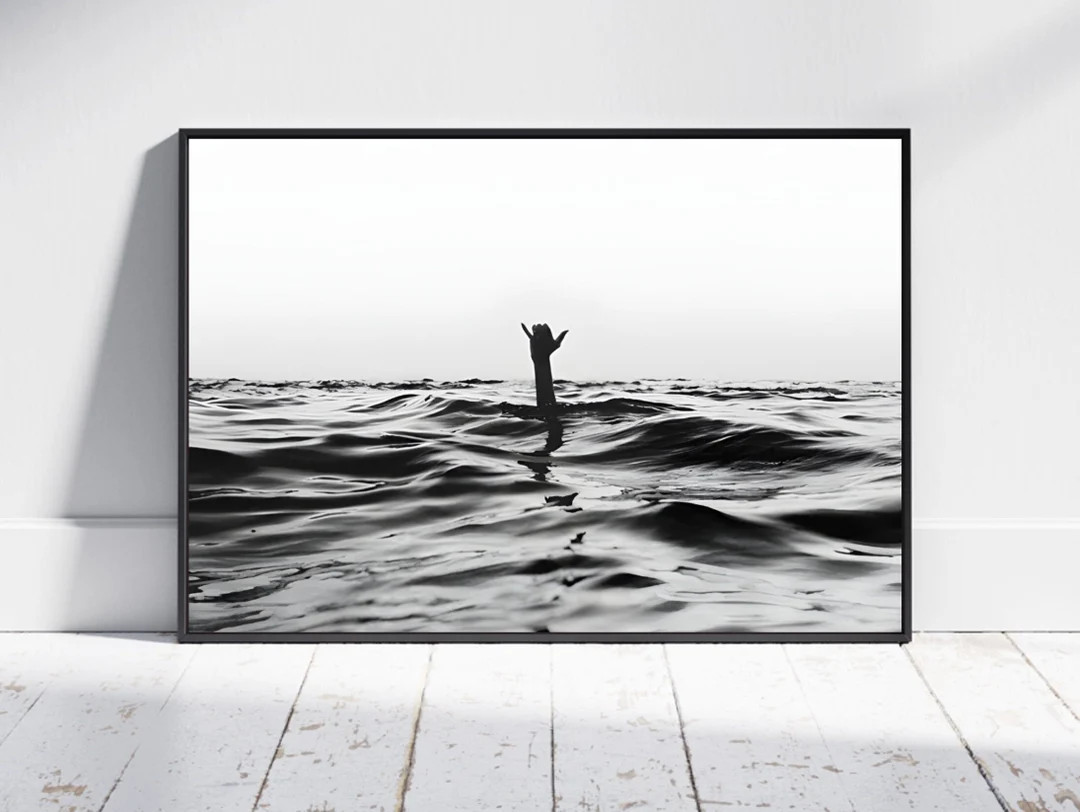 Fine Art Shaka Surf Print - Black and White Fine Art Photography Framed Ocean Beach Home Wall Dec... | Etsy (US)