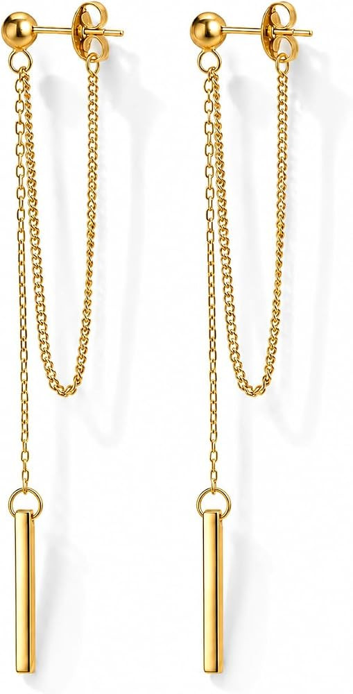 chain stud earrings/gold | Amazon (US)
