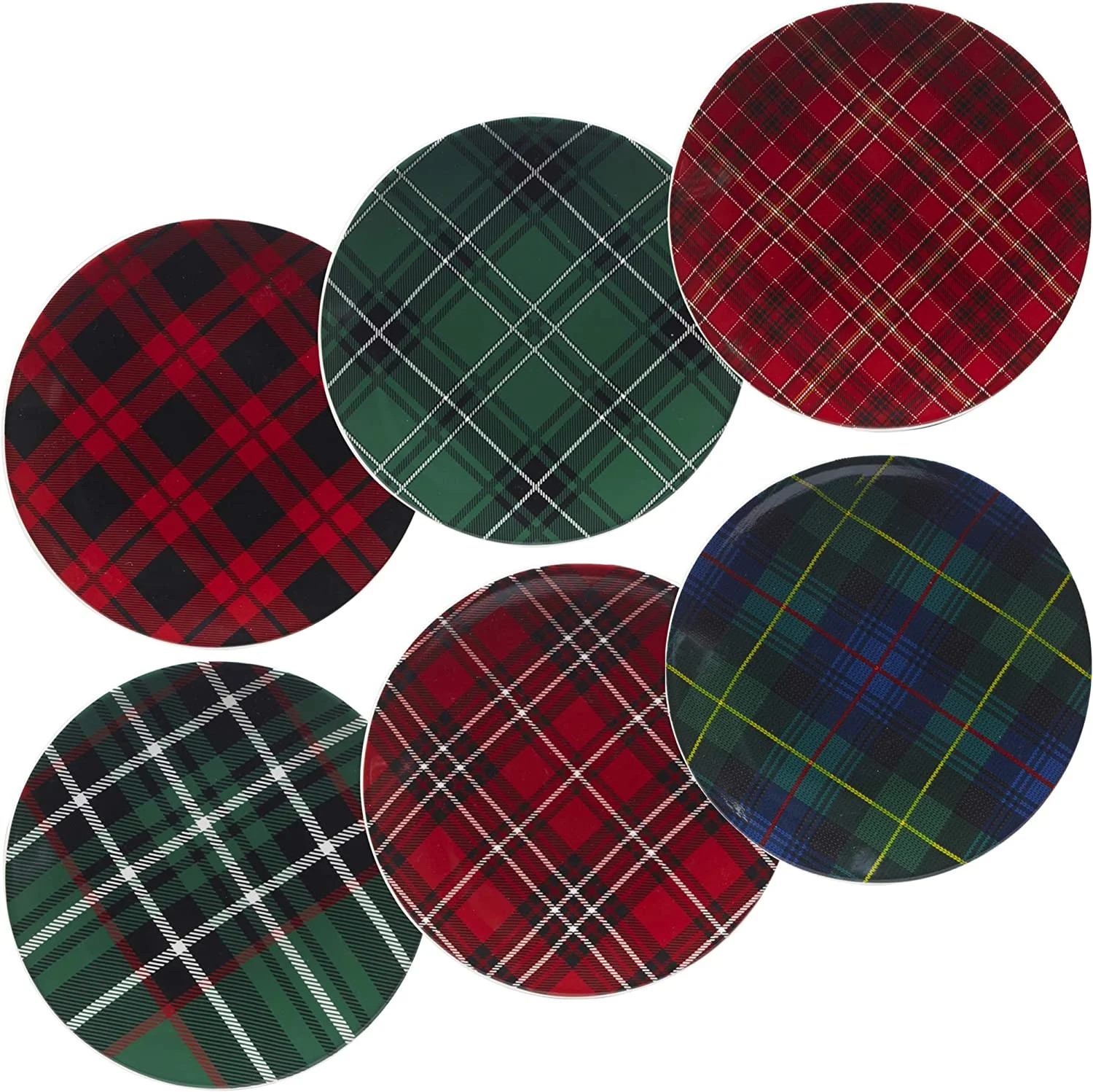 Christmas Plaid 8.25" Plates – 6-Piece Assorted, Salad/Dessert Dishes | Walmart (US)