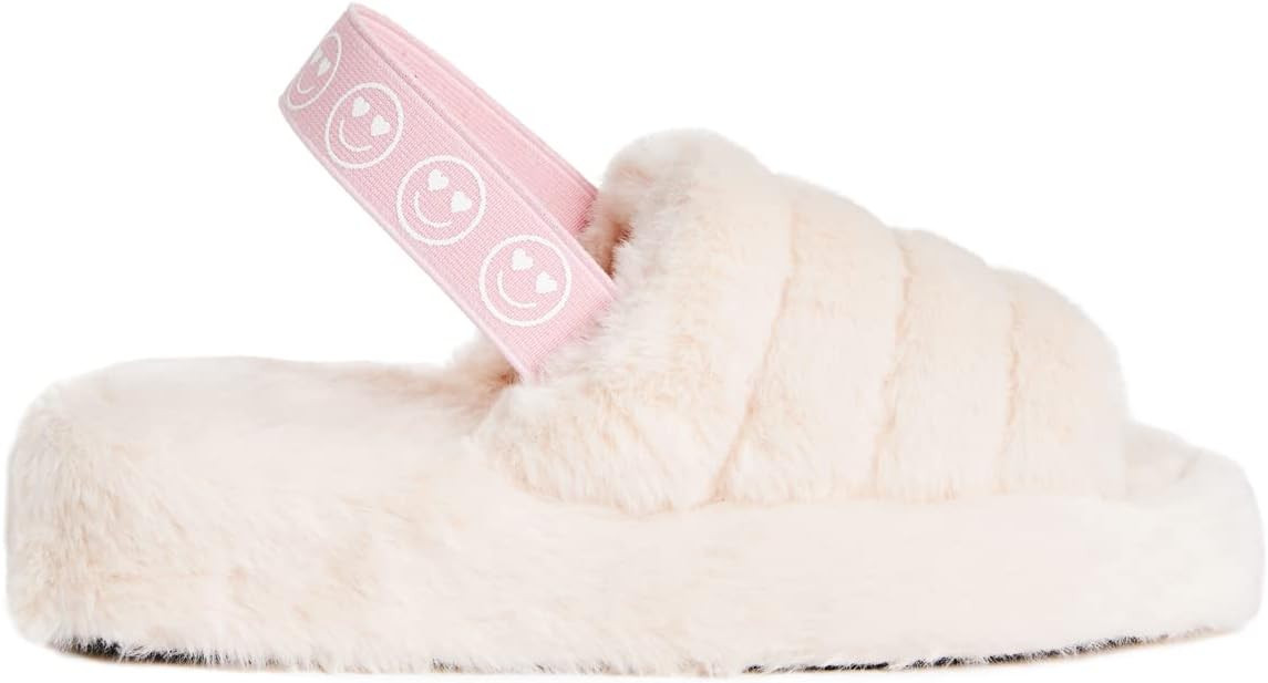 xo, Fetti Smile Strap Slippers, White Fur, Bachelorette Party Decorations, Birthday Sandals, Brid... | Amazon (US)