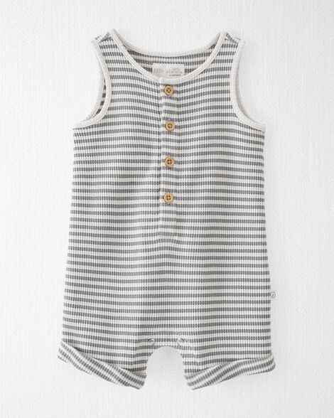 Little Planet Baby Striped Recycled Waffle Knit Romper Baby Size NB Olive Sage | Carter's