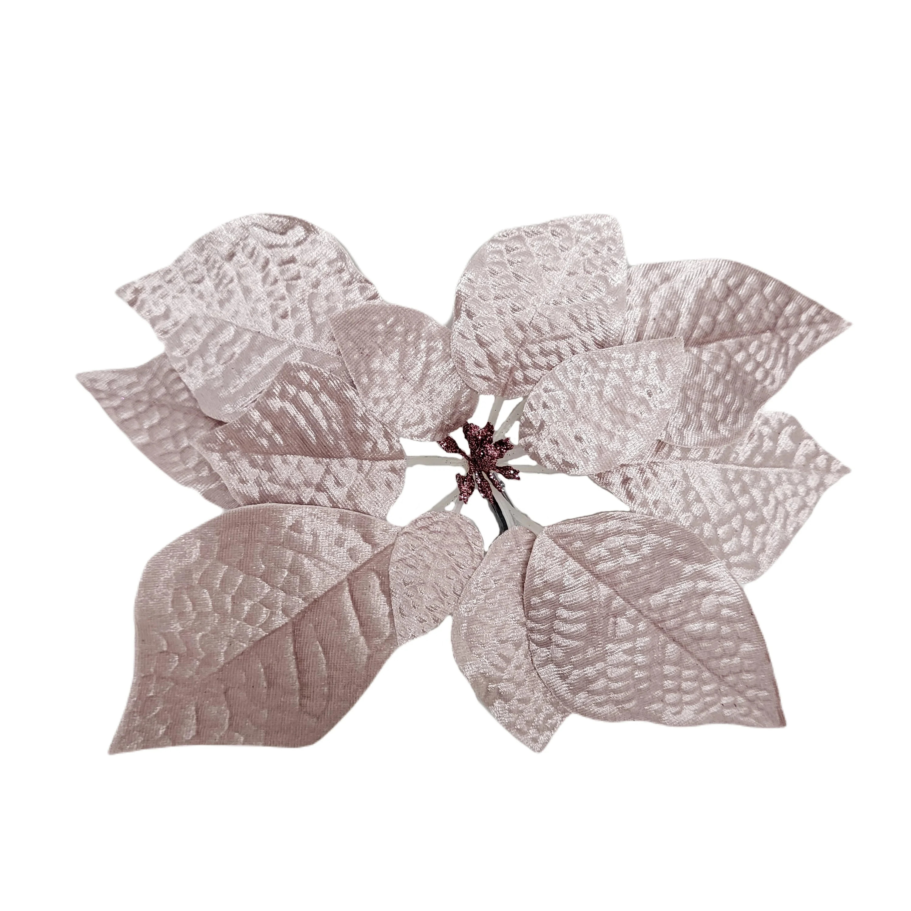 Holiday Time Pink Velvet Poinsettia Christmas Clip Ornament, 11 in, .56 oz | Walmart (US)