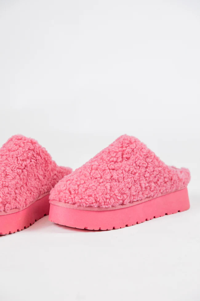 Tilly Pink Sherpa Platform Slipper | Pink Lily
