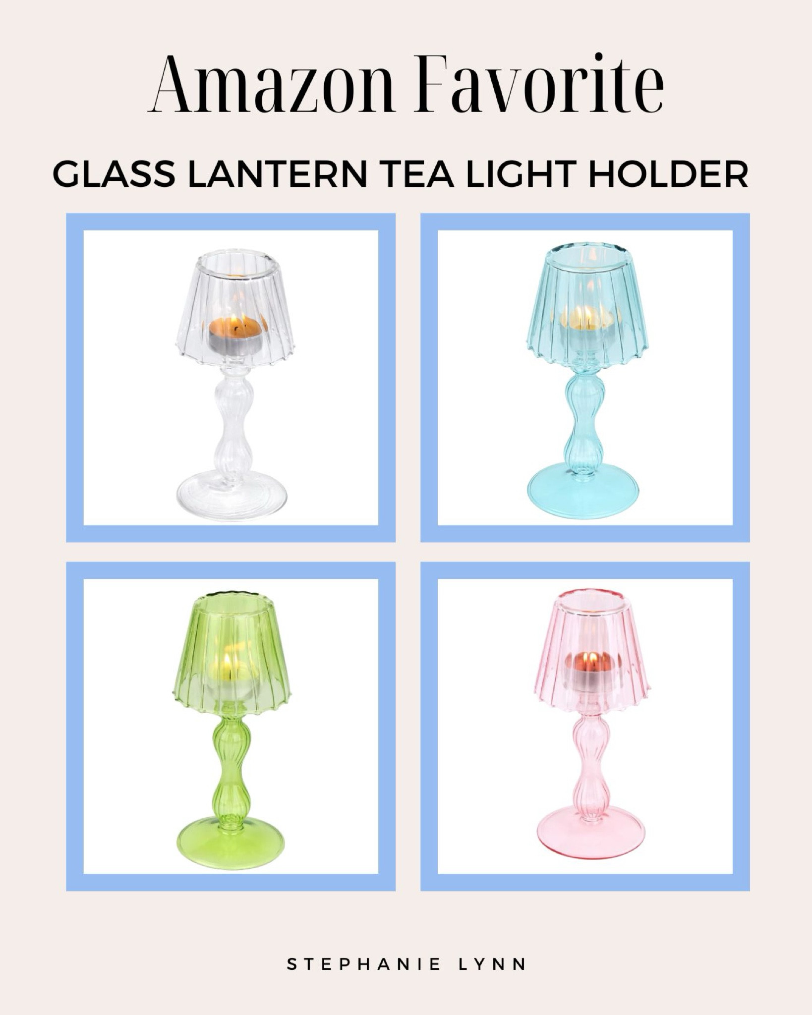 This is such a great Amazon find, perfect for any tablescape / decor. These are glass lantern tea light holders. These lamp shaped tea light candleholder is perfect for parties, entertaining and any season. I have the clear, also comes in green, blue, pink, and amber. So sweet on the dining room table!  

#LTKxPrime #LTKhome #LTKSeasonal