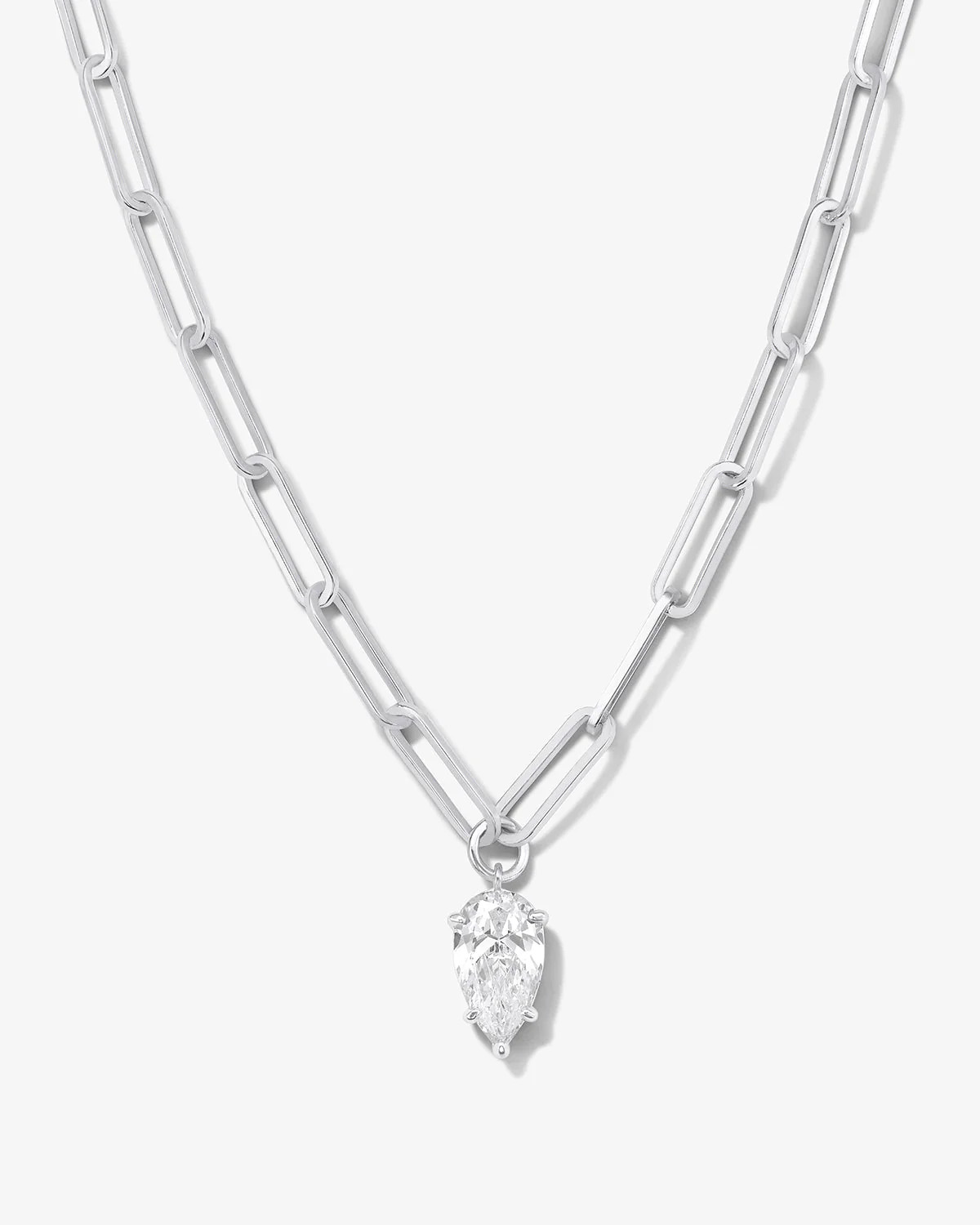 Samantha Teardrop Necklace - Silver|White Diamondettes | Melinda Maria Jewelry