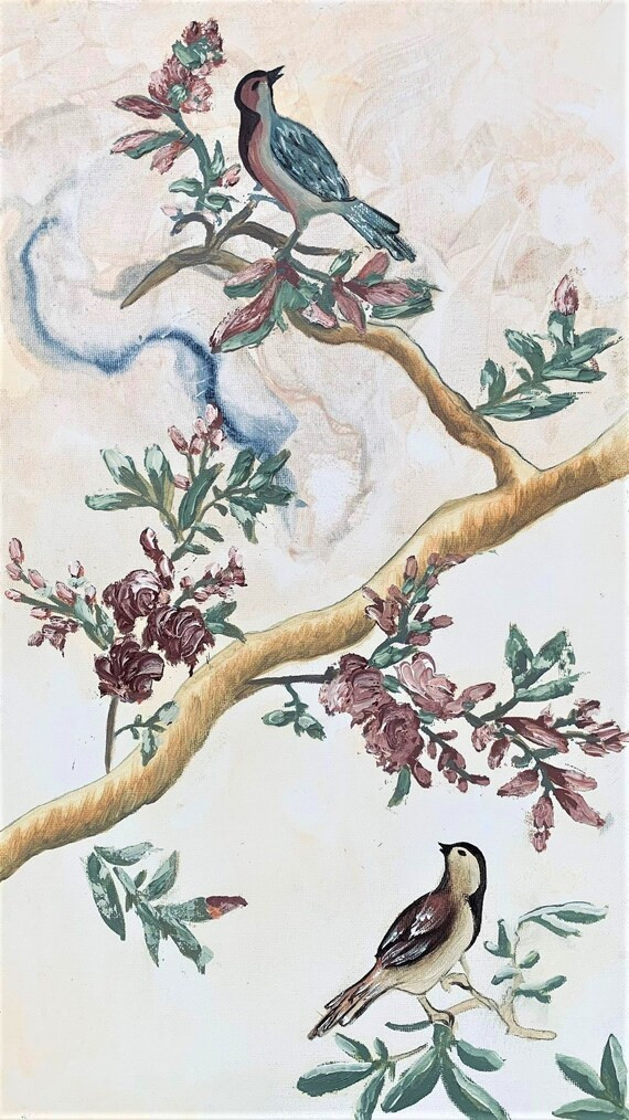 Chinoiserie Art Original Painting Birds and Flowers | Etsy | Etsy (US)