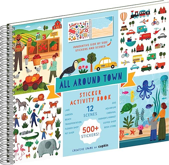 Sticker Books for Kids 2-4 (500+ Stickers) - All Around Town by Cupkin - 12 Coloring Pages, 12 Si... | Amazon (US)