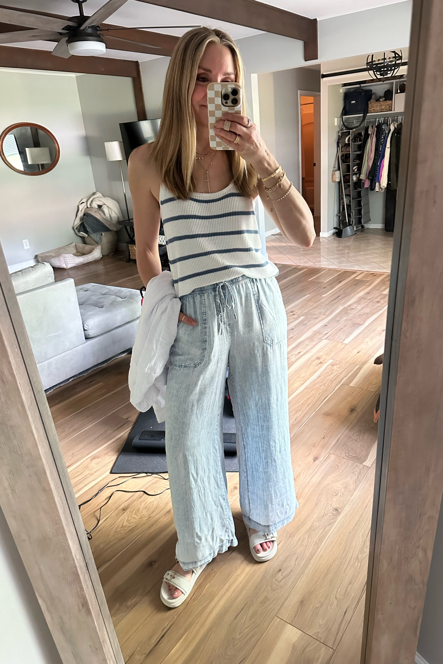 Weekend outfit! Splendid knit cami and wide leg flowy pants! Travel outfit, so comfy and cool! Wearing xs  

#LTKFindsUnder100 #LTKSaleAlert #LTKTravel