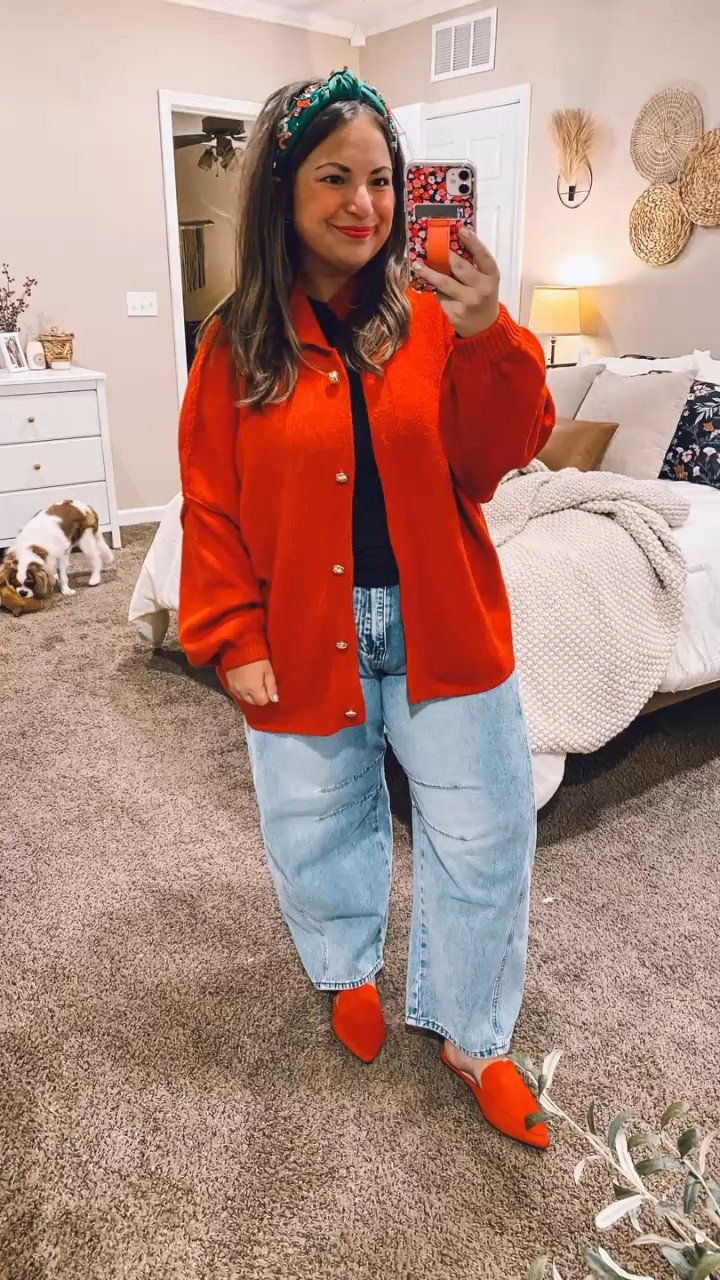 This red cardigan from amazon is festive, but not over the top. The  perfect outfit for teachers this December! 🎄❤️ 
mules: fit a tad oversized // wearing a 5
jeans: fit true to size // wearing a 14
long sleeve: fits true to size // wearing a medium
cardigan: fits oversized // wearing a large 

 #LTKGiftGuide #LTKHoliday #LTKStyleTip