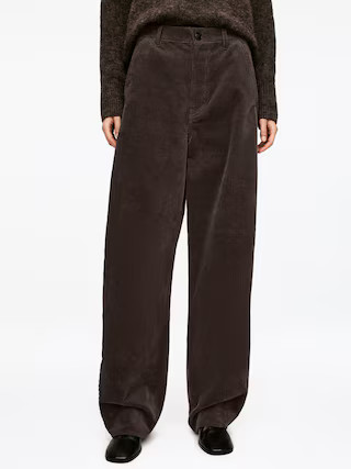 Barrel-Leg Corduroy Trousers – Dark Brown – Women – ARKET GB | Arket UK
