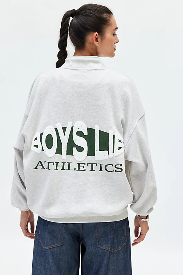 Boys Lie Athletics Crew Neck Pullover Top in Light Grey, Women's at Urban Outfitters | Urban Outfitters (US and RoW)