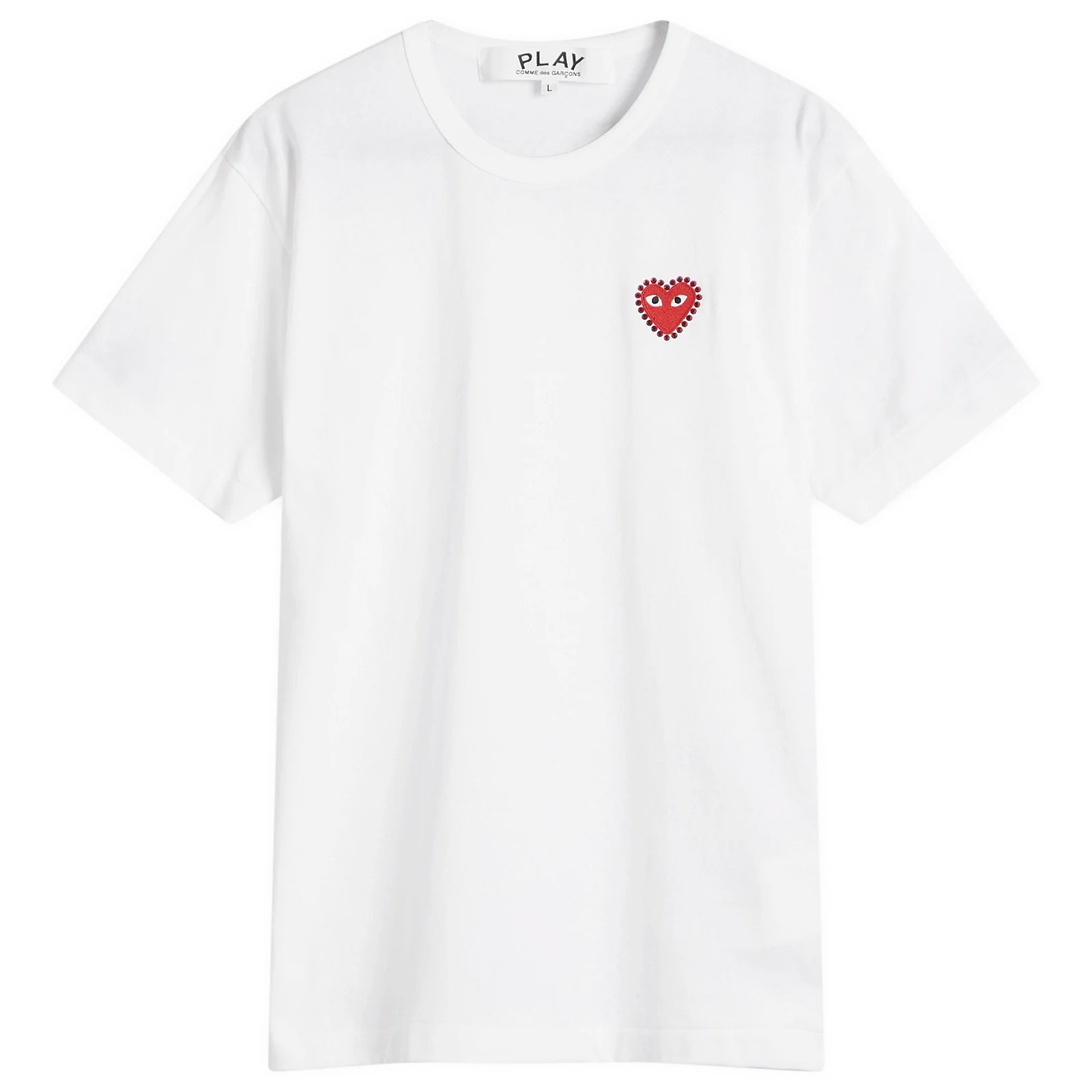 Comme des Garçons Play Men's Studded Heart T-Shirt in White/Red, Size Medium | END. Clothing