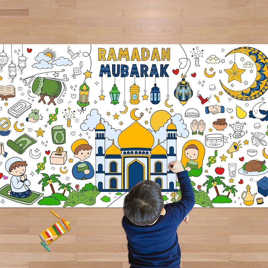 OHOME Ramadan Giant Coloring Poster/Tablecloth-Ramadan Decorations-35 x 62 Inches Jumbo Coloring ... | Amazon (US)