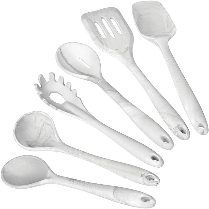 mDesign Silicone Kitchen Utensil Set - Includes Spatula/Turner, Spoonula, Solid Spoon, Slotted Sp... | Amazon (US)