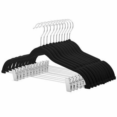 HOUSE DAY Velvet Skirt & Pant Hangers with Adjustable Clips Black 24 Pack | Target